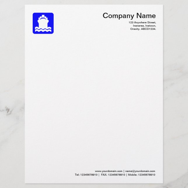 Papel Timbrado Símbolo de Navio - Azul (Frente)