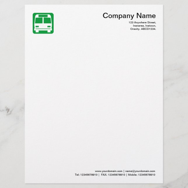 Papel Timbrado Símbolo de Ônibus - Verde Grama (Frente)