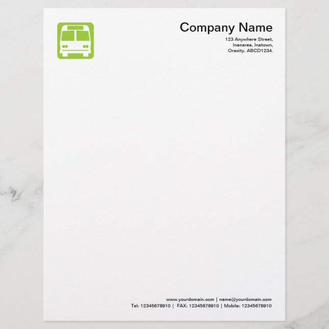 Papel Timbrado Símbolo de Ônibus - Verde Martian (Frente)