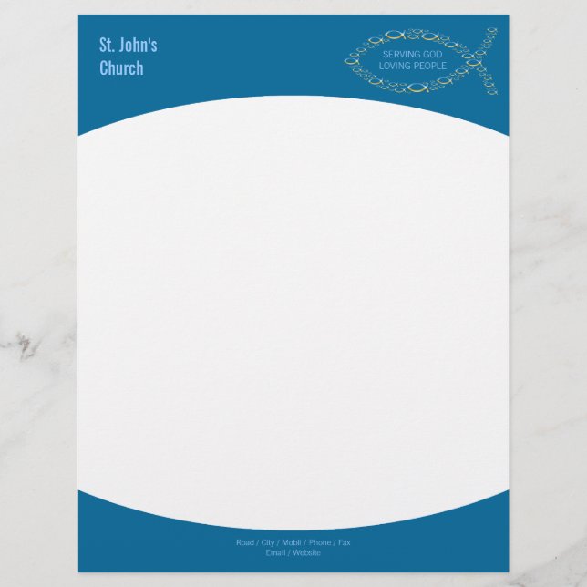 Papel Timbrado Símbolo de Peixe Cristão Letterhead (Frente)