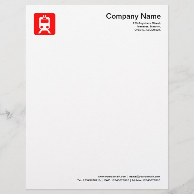 Papel Timbrado Símbolo de Trem - Vermelho (Frente)