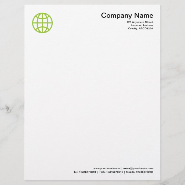Papel Timbrado Símbolo globo - Verde marciano (Frente)