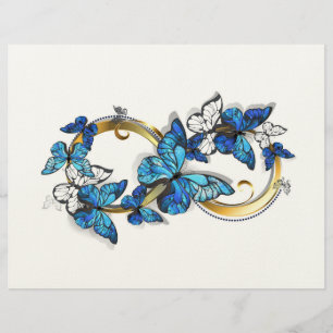 Papel Timbrado Símbolo infinito de borboletas azuis Morpho