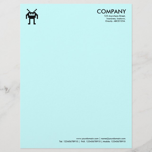 Papel Timbrado Símbolo Nanobot - Azul pálido CCFFFF (Frente)