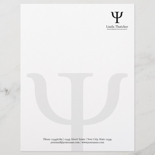 Papel Timbrado Símbolo Psi psicólogo profissional letterhead (Frente)