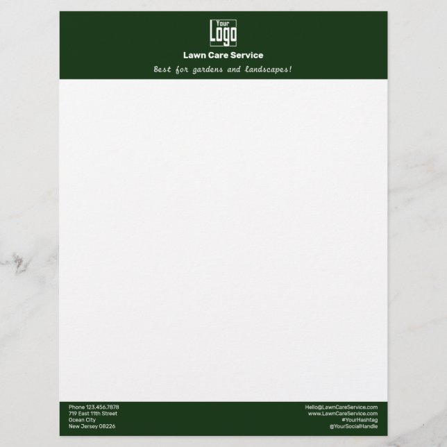 Papel Timbrado Simple Business Logo Name Motto Green (Frente)