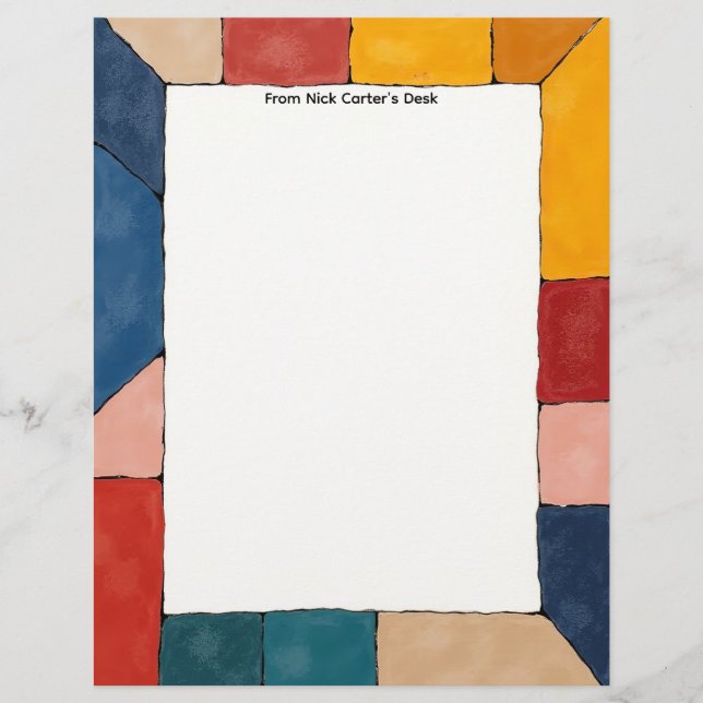 Papel Timbrado Simple Color Blocks Stationery Paper (Frente)