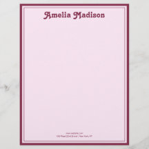 Papel Timbrado Simples Rosa Retro