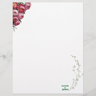 Papel Timbrado Sinal de Boas-Vindas de Casamento Floral Rosa Eleg