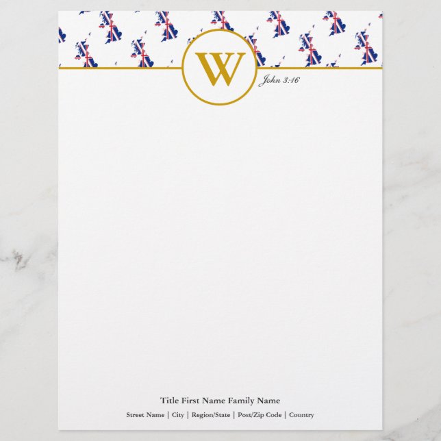 Papel Timbrado Sindicato personalizado JACK UK Map Letterhead (Frente)