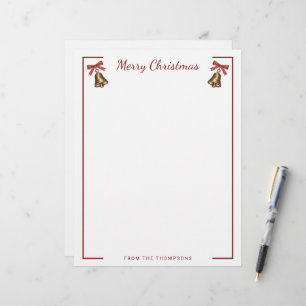 Papel Timbrado Sinos de Natal em Aquarela Com Texto Personalizado