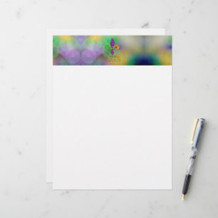 Papel Timbrado SlipperyJoe's festivo tema Mardi Gras roxo gre