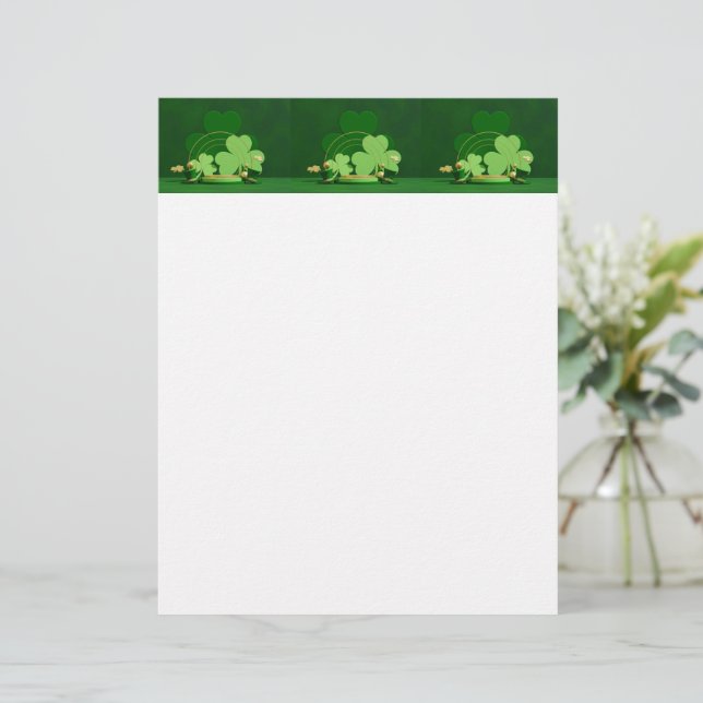 Papel Timbrado SlipperyJoe's Saint Patrick's Day three-leaf clove (Em pé/Frente)