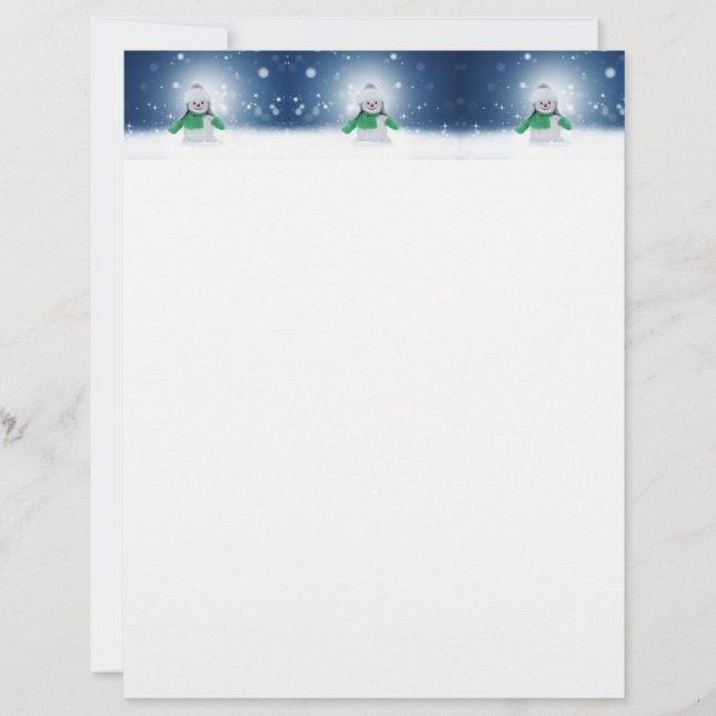 Papel Timbrado Snowman de inverno de Natal SlipperyJoe echarme (Frente)