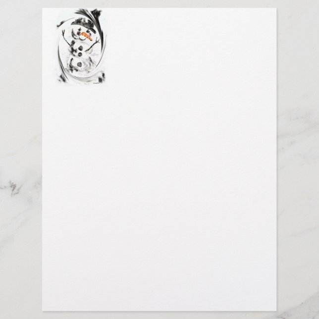 Papel Timbrado Snowman no Swirling Snow Letterhead (Frente)