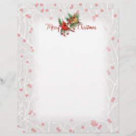 Papel Timbrado Snowy Cardinals Feliz Cabeça de Natal