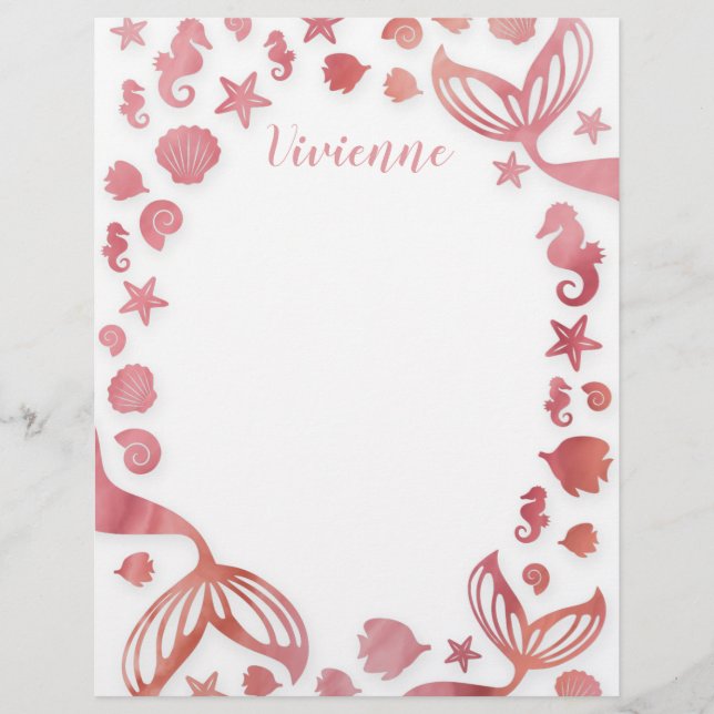 Papel Timbrado Sob o mar Sereia (Frente)