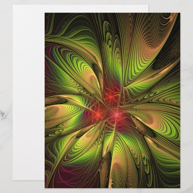 Papel Timbrado Soft and tenderness fractal fantasy flowers (Frente/Verso)