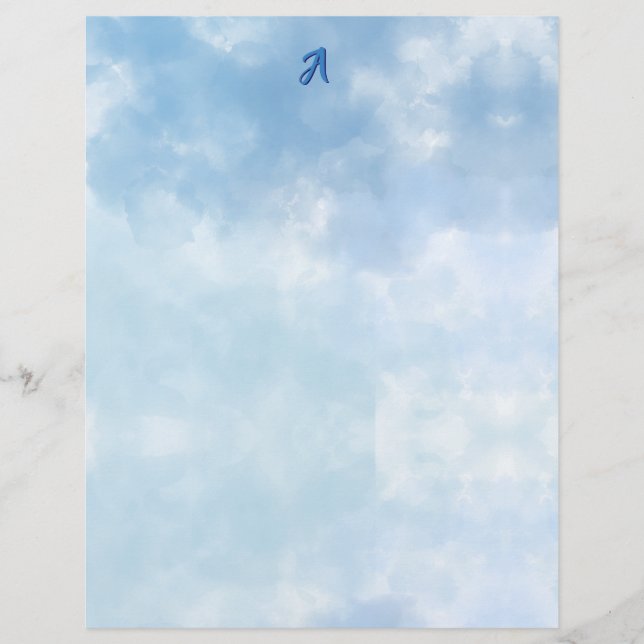 Papel Timbrado Soft Blue Sky Watercolor Cloud (Frente)
