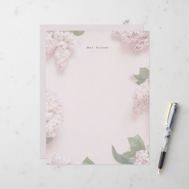 Papel Timbrado Soft Pink Lilac Personalized Feminine (Frente/Verso In Situ)