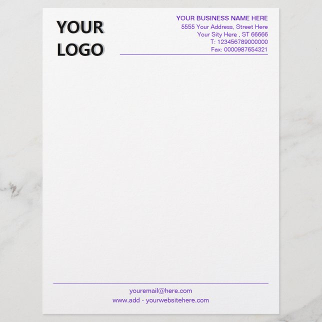 Papel Timbrado Suas Cores e Fontes Personalizadas Letterhead (Frente)