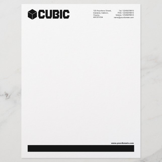 Papel Timbrado Sublinhado (Logotipo Cubo) - Preto (Frente)