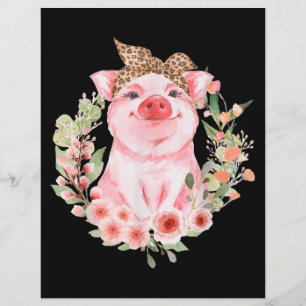 Papel Timbrado Suíno Com Porco De Flor Da Fenda Da Banda-Da-Cabe