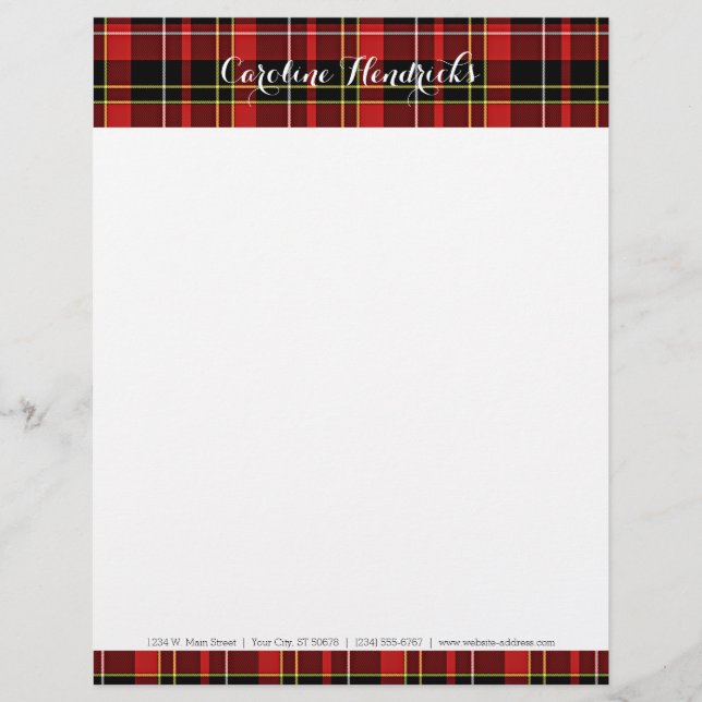 Papel Timbrado Tartan Branco Amarelo-preto-clássico personalizado (Frente)