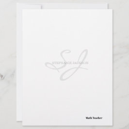 Papel Timbrado Teacher name elegant quote modern white frame