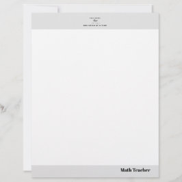 Papel Timbrado Teacher name elegant quote modern white frame
