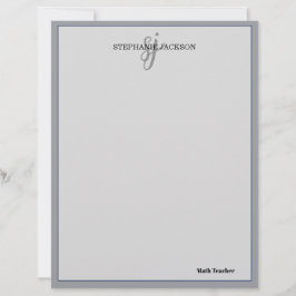 Papel Timbrado Teacher name elegant quote modern white frame