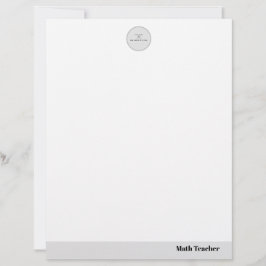 Papel Timbrado Teacher name elegant quote modern white frame