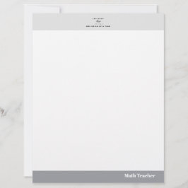 Papel Timbrado Teacher name elegant quote modern white frame