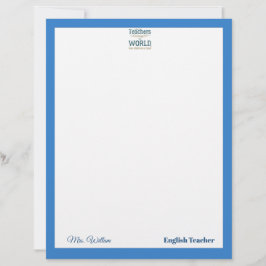 Papel Timbrado Teacher name elegant quote modern white frame