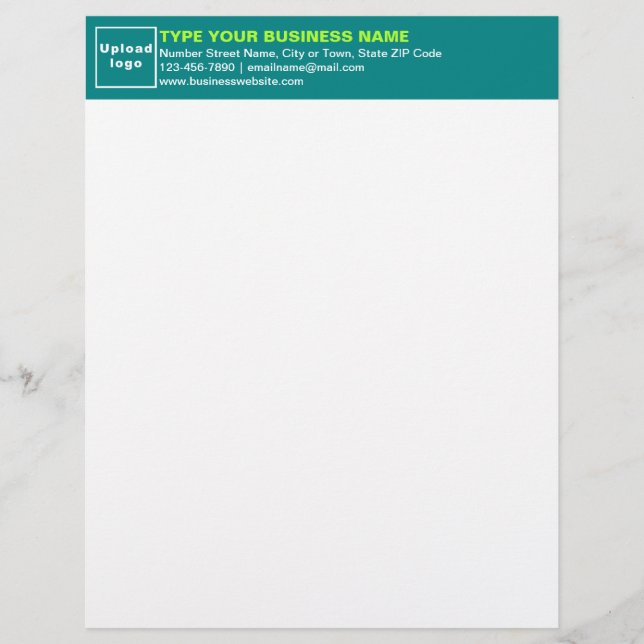 Papel Timbrado Teal Green Cabeçalho Comercial Letterhead (Frente)