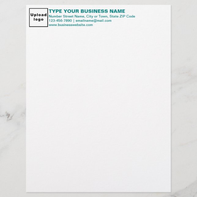 Papel Timbrado Teal Green Textos Cabeçalho Comercial Letterhead (Frente)
