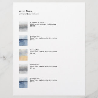 Papel Timbrado Tear Sheet Price List Template for Art