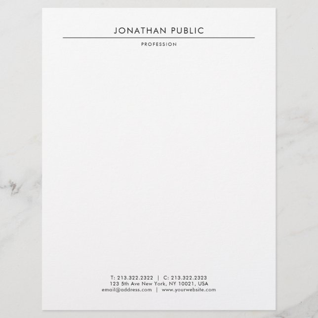 Papel Timbrado Tendência de Modelo minimalista branca e elegante  (Frente)