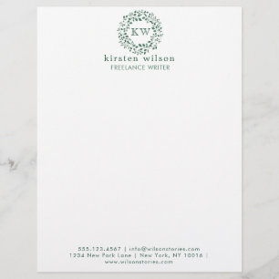 Papel Timbrado Terra verde das folhas  Monograma - cabeça