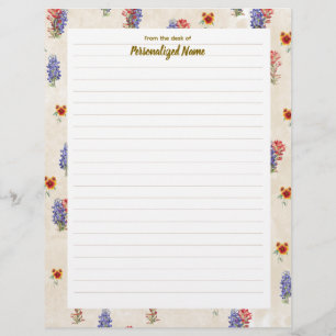 Papel Timbrado Texas Wildflower Lined