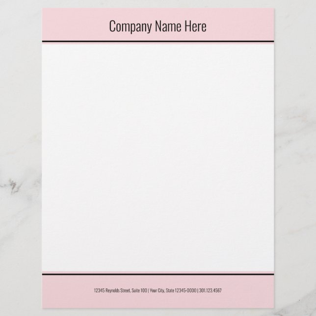 Papel Timbrado Texto do nome da empresa preto e branco, cor-de-ro (Frente)