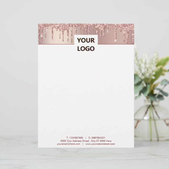 Papel Timbrado Texto Letreiro do Logotipo Ypur Personalizado Glit (Em pé/Frente)