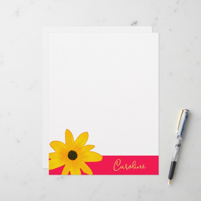 Papel Timbrado Texto Personalizado da Flor de Girassol do País Am (Frente/Verso In Situ)