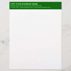 Papel Timbrado Textos simples sobre a posição verde monocromática