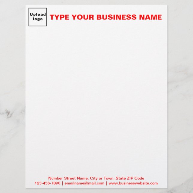 Papel Timbrado Textos vermelhos sobre cabeçalho e rodapé de negóc (Frente)