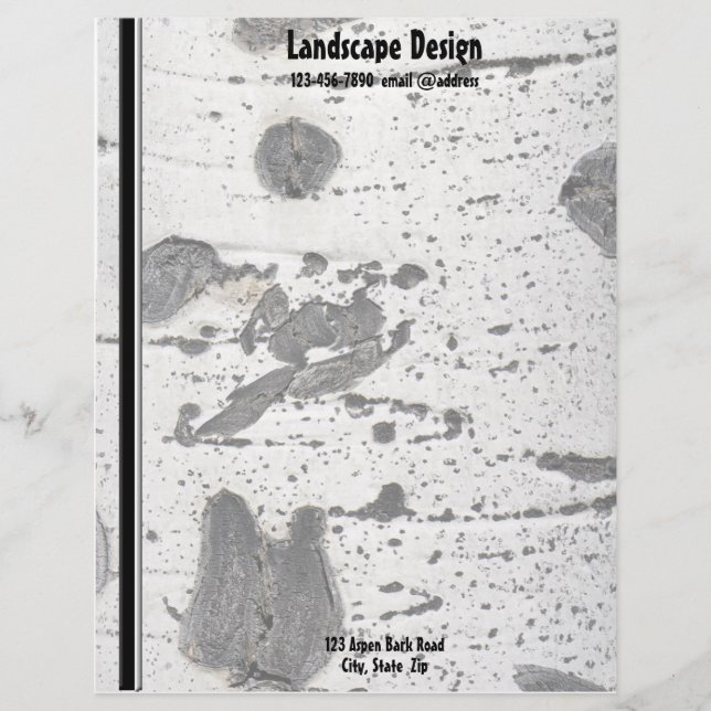 Papel Timbrado Textura branca do latido de árvore de Aspen (Frente)