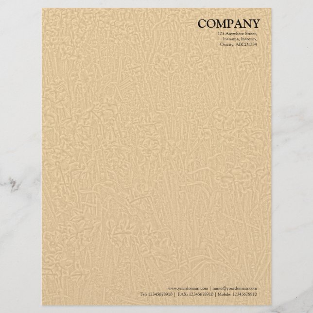 Papel Timbrado Textura de Cama de Narcisos - Laranja Pálido (Frente)