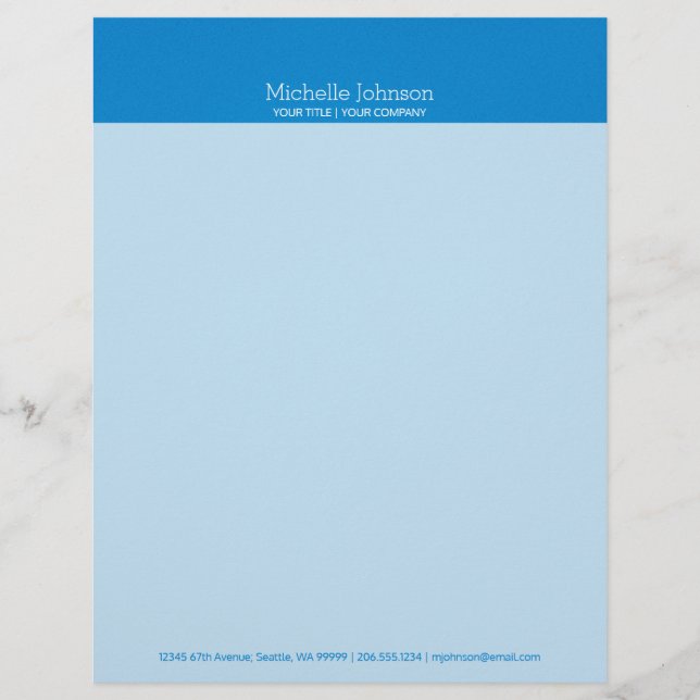 Papel Timbrado Textura Granulada Azul Cerúleo Minimalista (Frente)