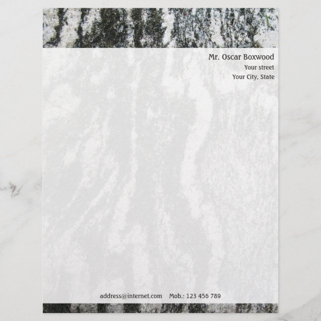 Papel Timbrado Textura personalizada da rocha com endereço do (Frente)