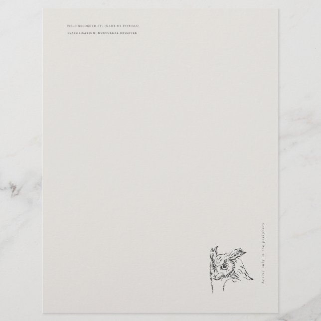 Papel Timbrado The Owl- Naturalist Menagerie Archive  (Frente)